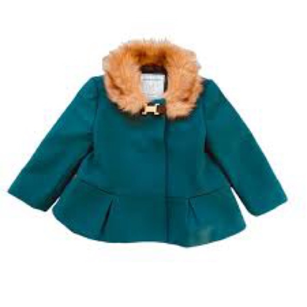Janie and Jack Dark Green Faux Fur Jacket Size 18-24 Months